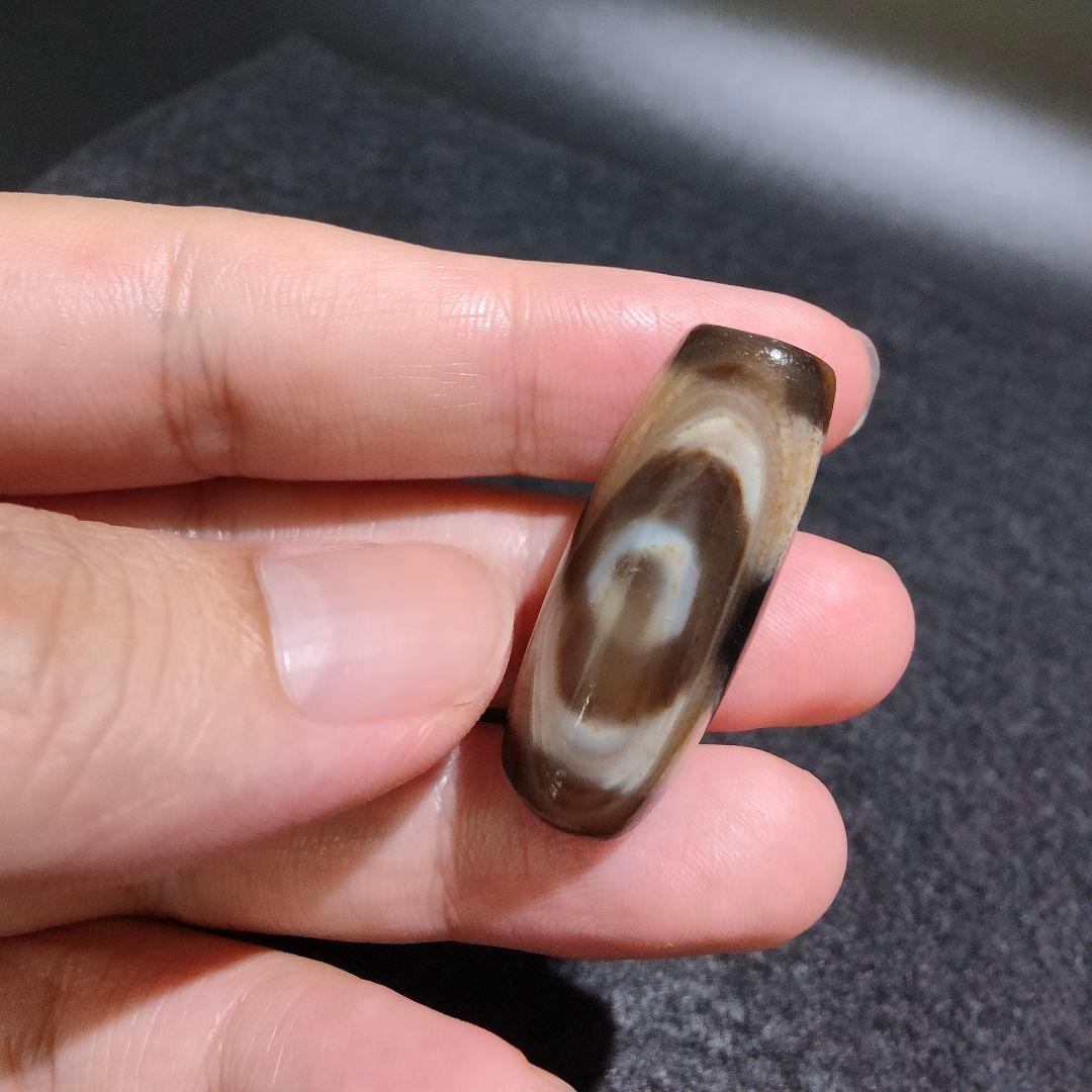 A27 朱砂老礦三眼天珠 天然石 鉱物 風水 開運 御守り 天珠