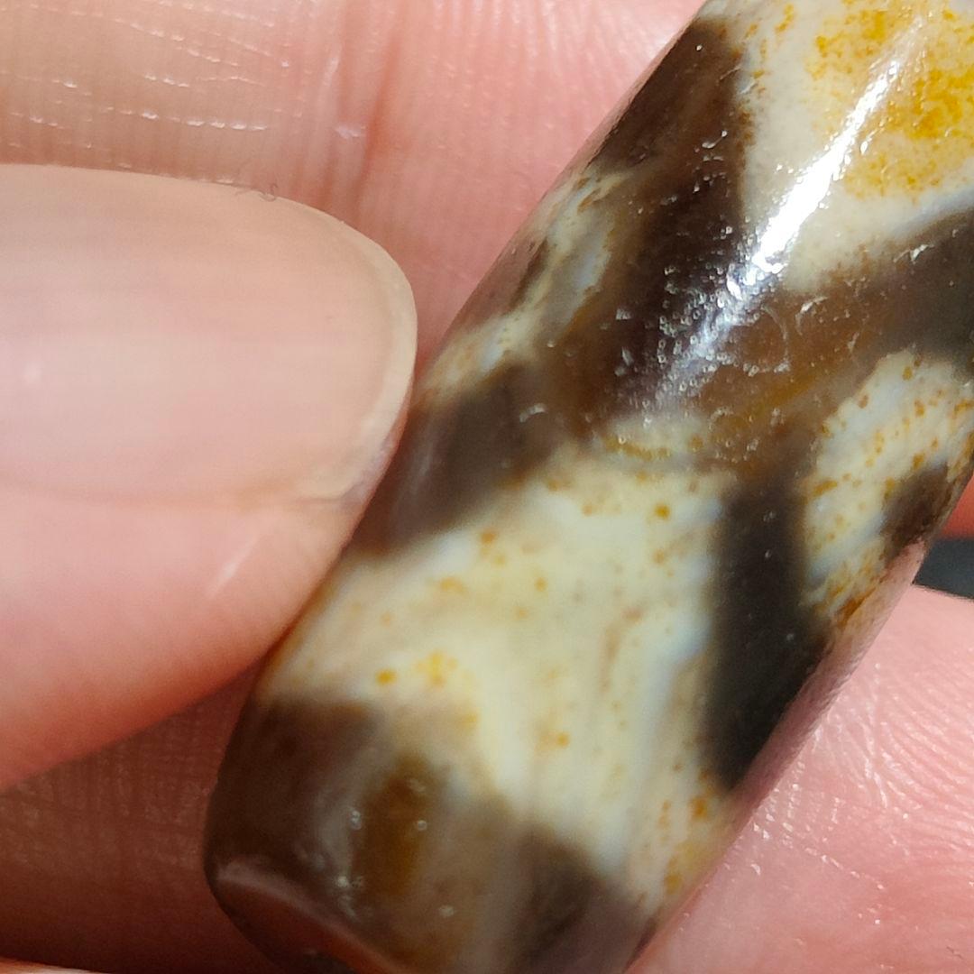 A27 朱砂老礦三眼天珠 天然石 鉱物 風水 開運 御守り 天珠