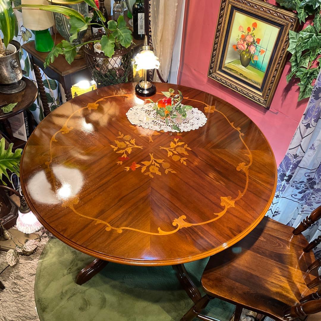 meru 引取価格　ヴィンテージ イタリアン象嵌　ラウンドテーブル