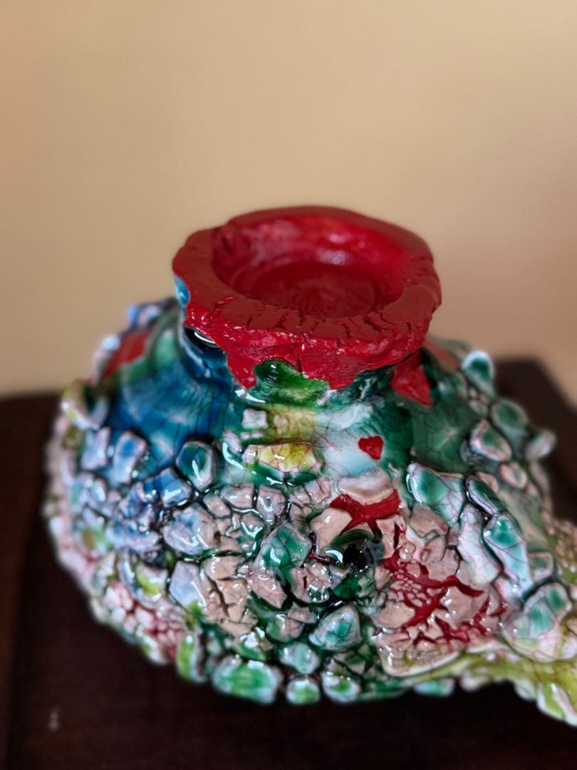 氏家昴大　織部漆赤塗片口　現代アート