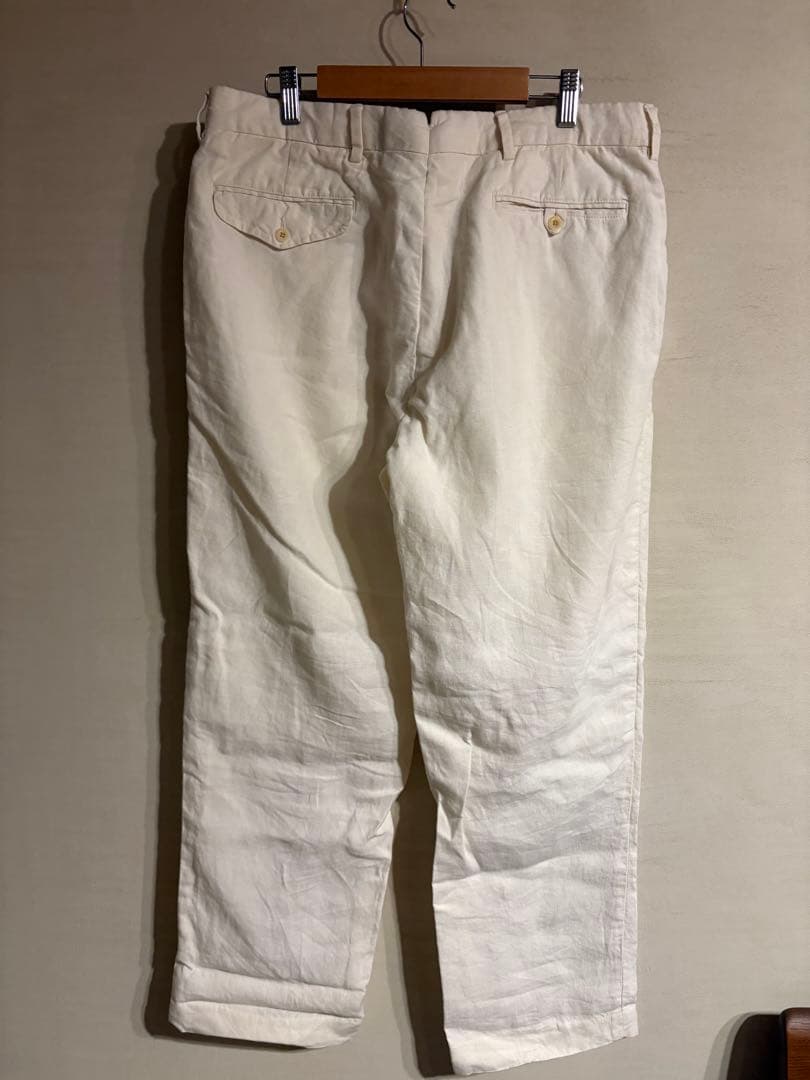 ラルフローレン リネン100％ ホワイト チノパン トラウザーズ W35