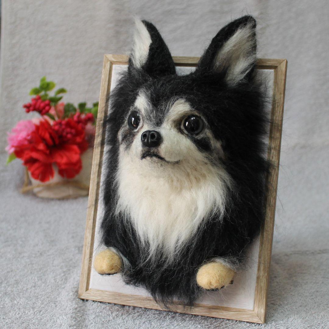梅太郎さま専用 羊毛フェルト 額飾り リアルで可愛いワンちゃん チワワ