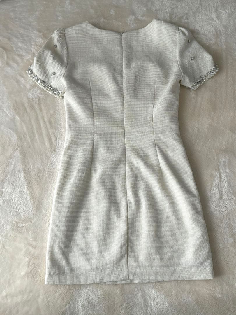 jewels キャバドレス　スパンコールミニワンピース　白　S