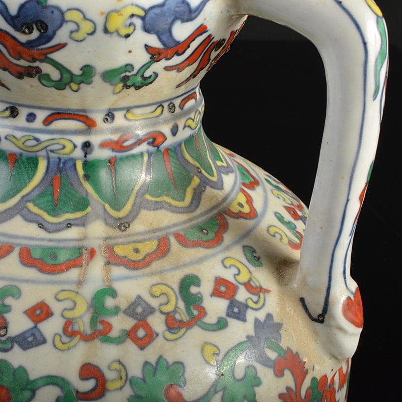 中国 大清乾隆年製 豆彩 花弁文 双耳瓶 V R7038 - glorybeautysalon.com