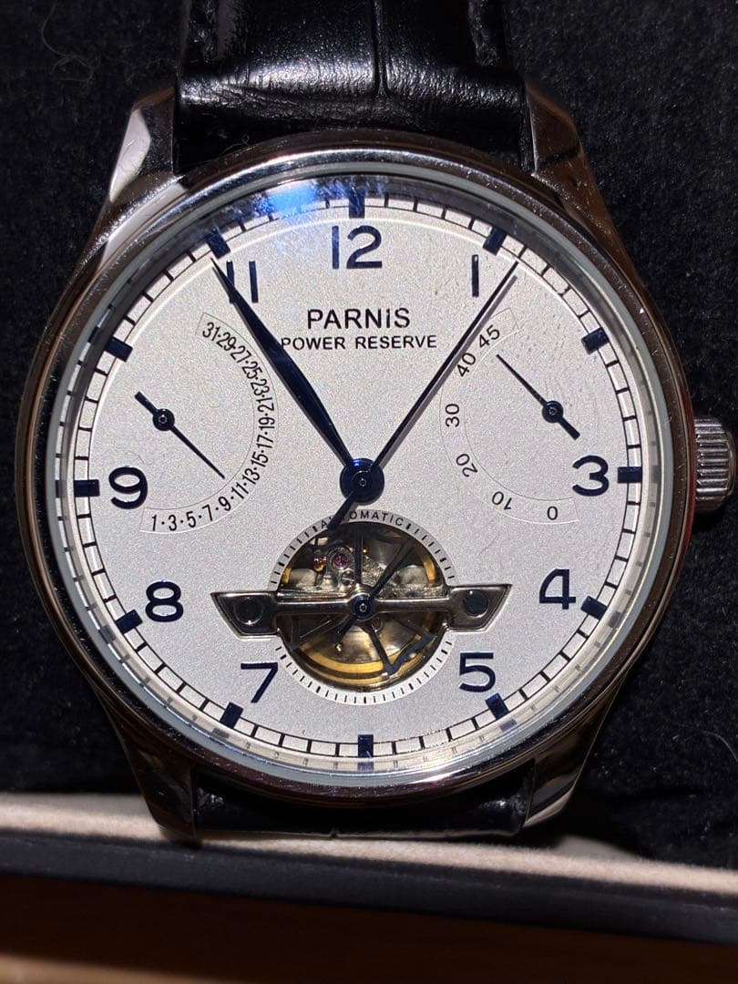 新品同様PARNIS 自動巻　パワーリザーブ　レトログラードカレンダー