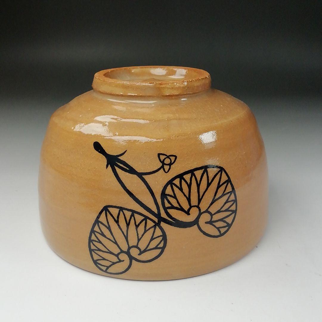 T156 茶碗 『紀州焼』『二葉葵』『葵窯 寒川栖豊』 共箱 抹茶碗 茶道具