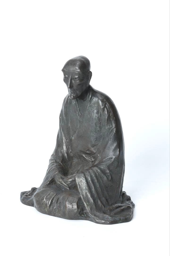 桝澤清 作 良寛禅師像 在銘 共箱 栞付き 銅 置物 古美術品 骨董品 美術