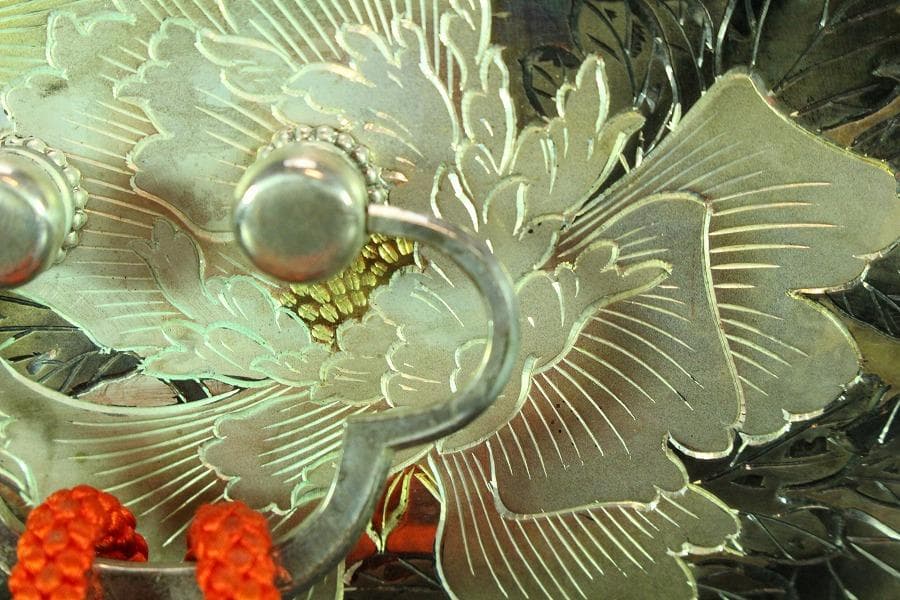 銀製 刻花紋 宝石箱 silver 鍵付 未使用(K-XA675)