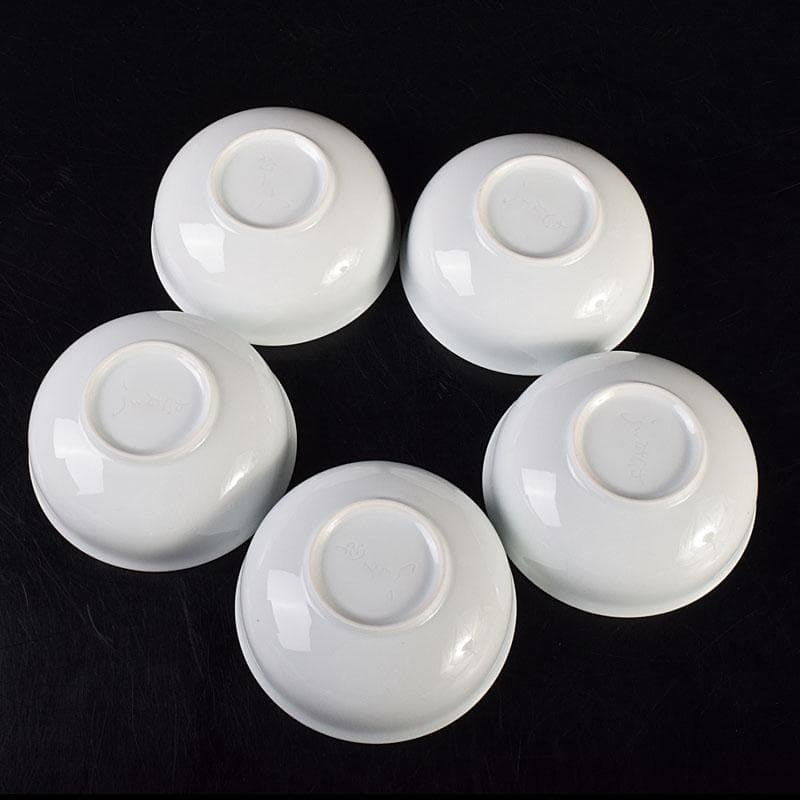 有田焼 二代 奥川忠右ェ衛門作 花文 白磁小鉢揃 5客