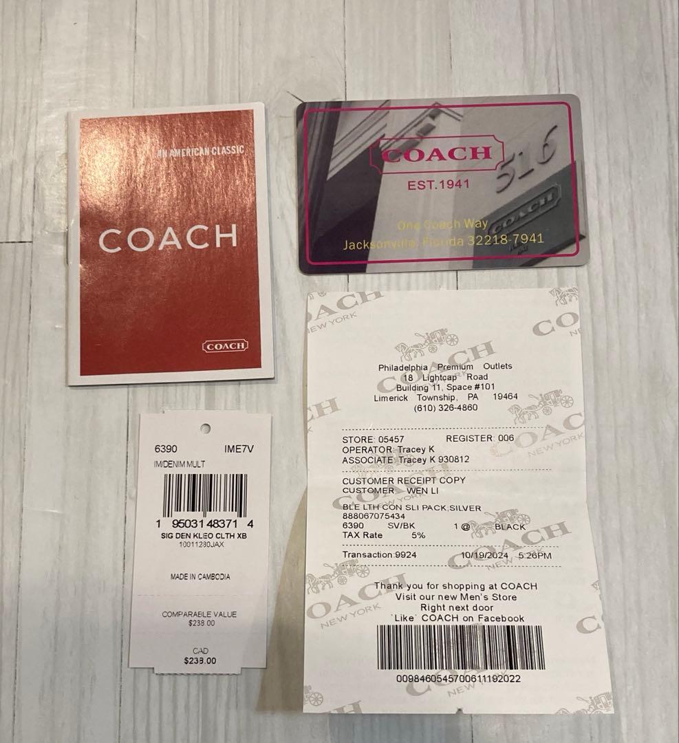 新品✨COACH ブラック レザー 二つ折り 財布 シンプル