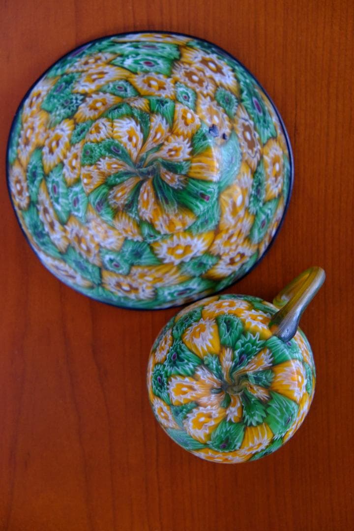 アンティーク ガラス ミルフィオリ カップ＆ソーサー/藤田喬平/舩木倭