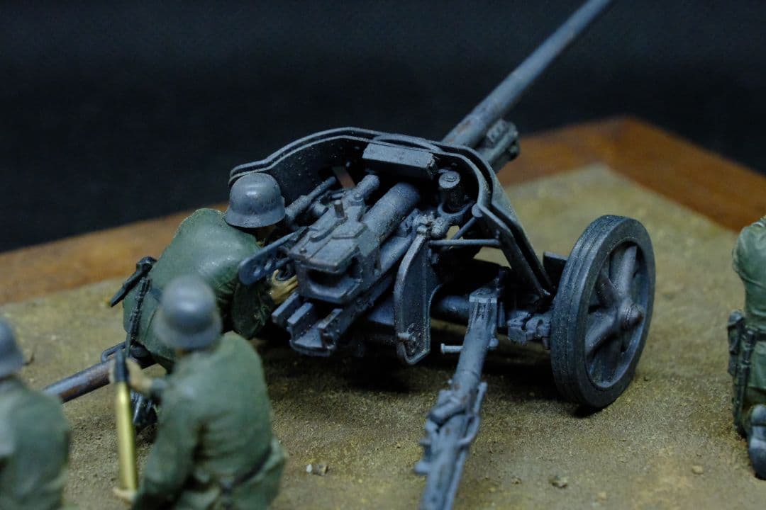 タミヤ 対戦車砲 5cm（1/35） プラモデル完成品 ジオラマベース付き