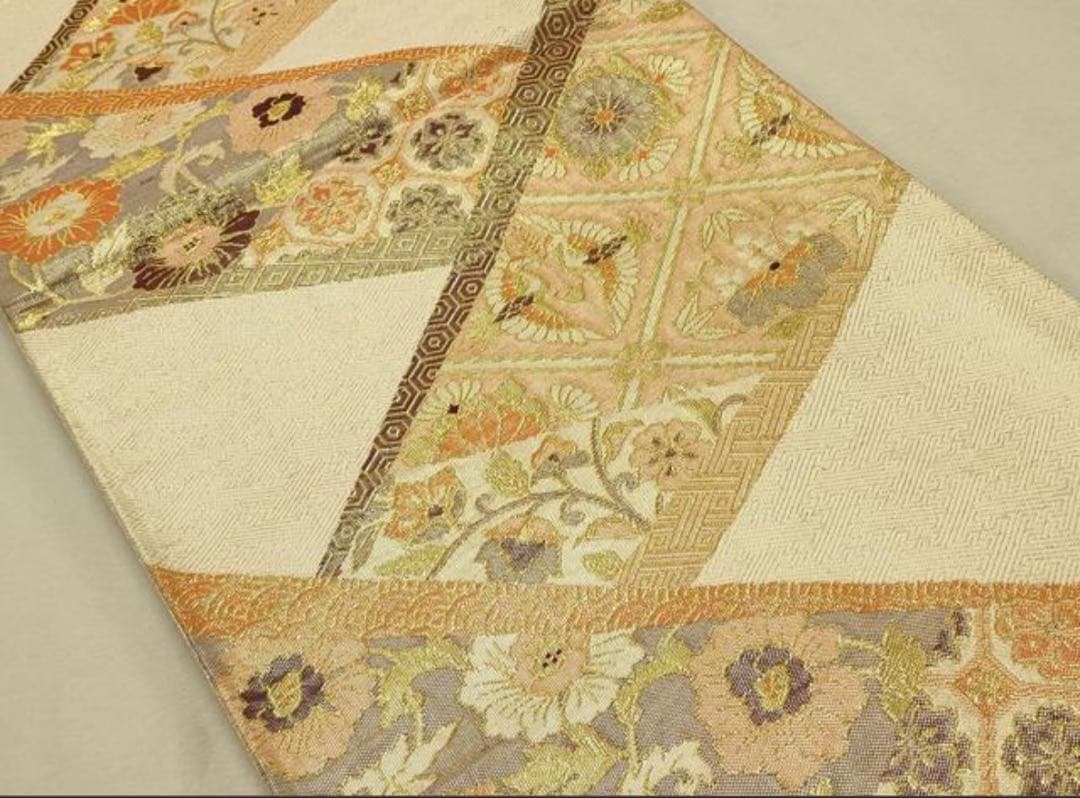 振袖 フルセット6点サイズM〜L草花文 銀駒彩 正絹