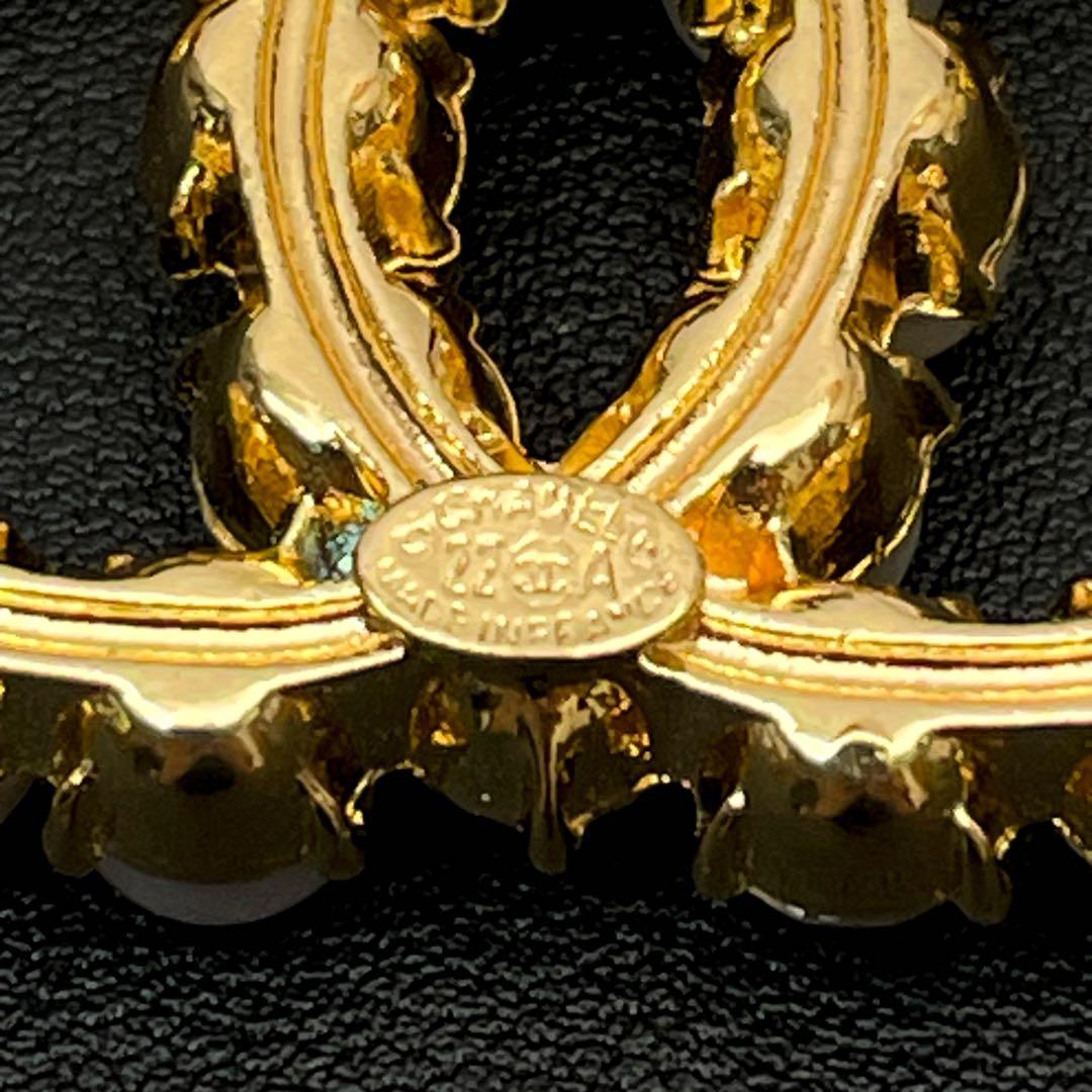 美品 シャネル ココマーク ラインストーン パール ブローチ コサージュ 22A