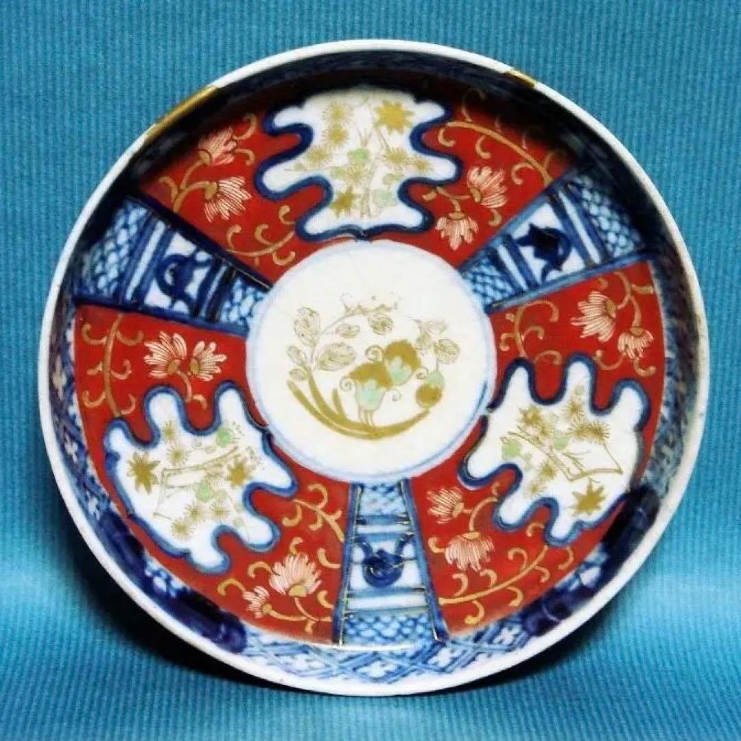 394『色絵金彩 花唐草 小皿』 /骨董品 古美術 古玩 アンティーク
