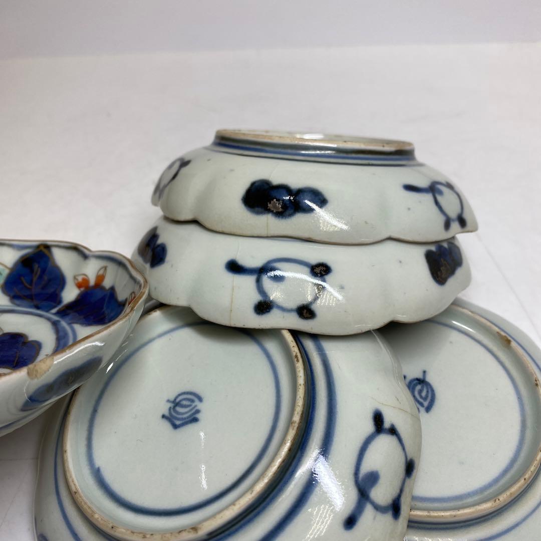 染付 花文皿 直径10.6㎝ 12枚 木箱付 タカサ 東さ