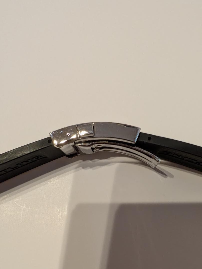 純正BREITLING ブラックラバーベルト フォールディングバックル SET