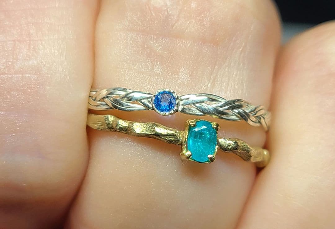 鮮やかなビビッドブルー☆ドイツアウイナイトリングSV編み込み☆