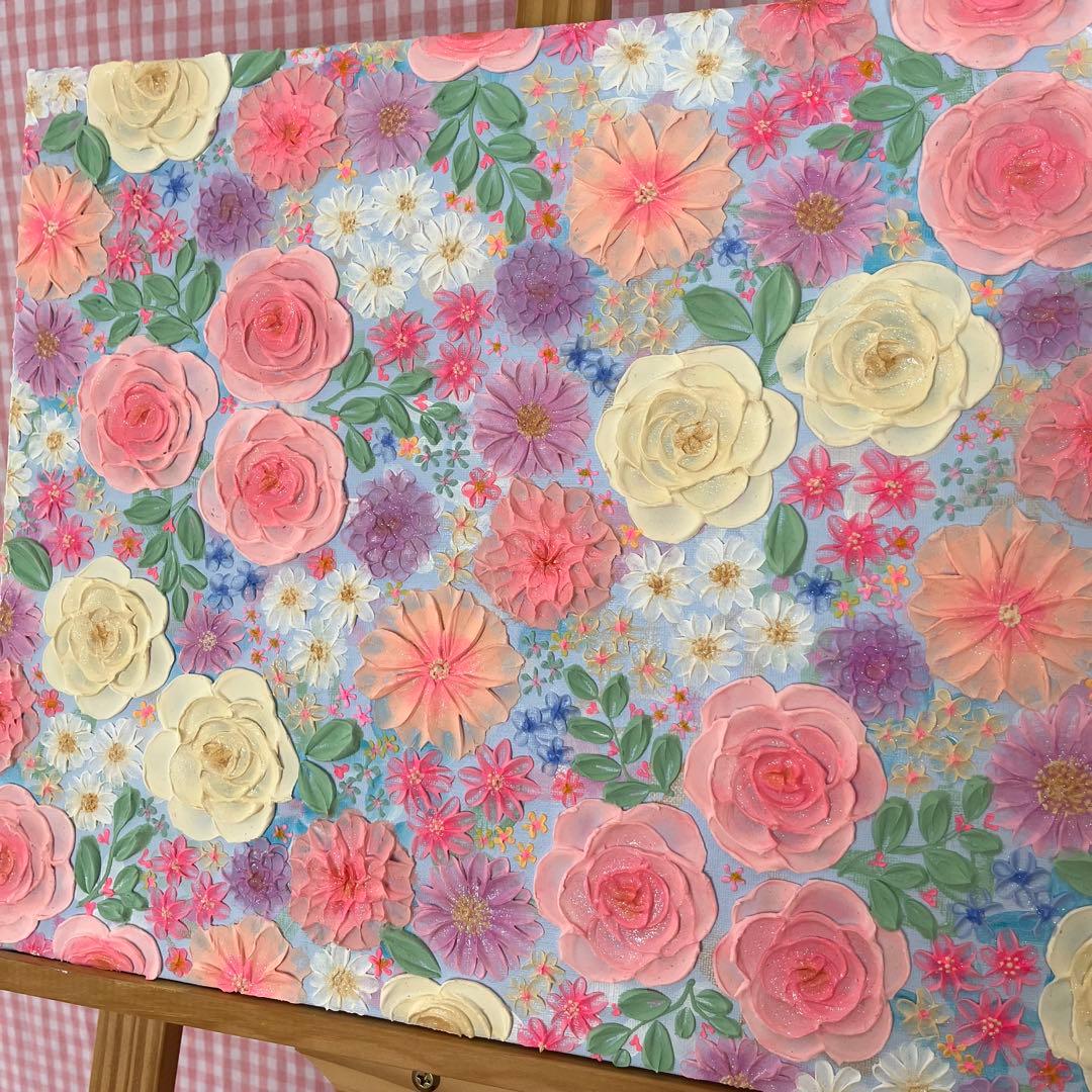 原画 テクスチャーアート 花の絵　花　フラワーアート　花柄