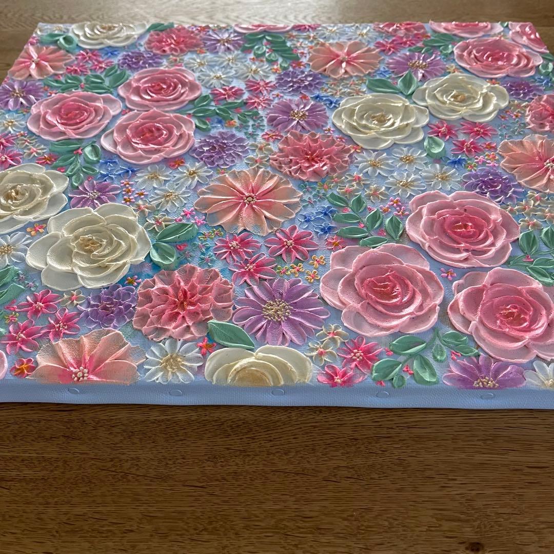 原画 テクスチャーアート 花の絵　花　フラワーアート　花柄