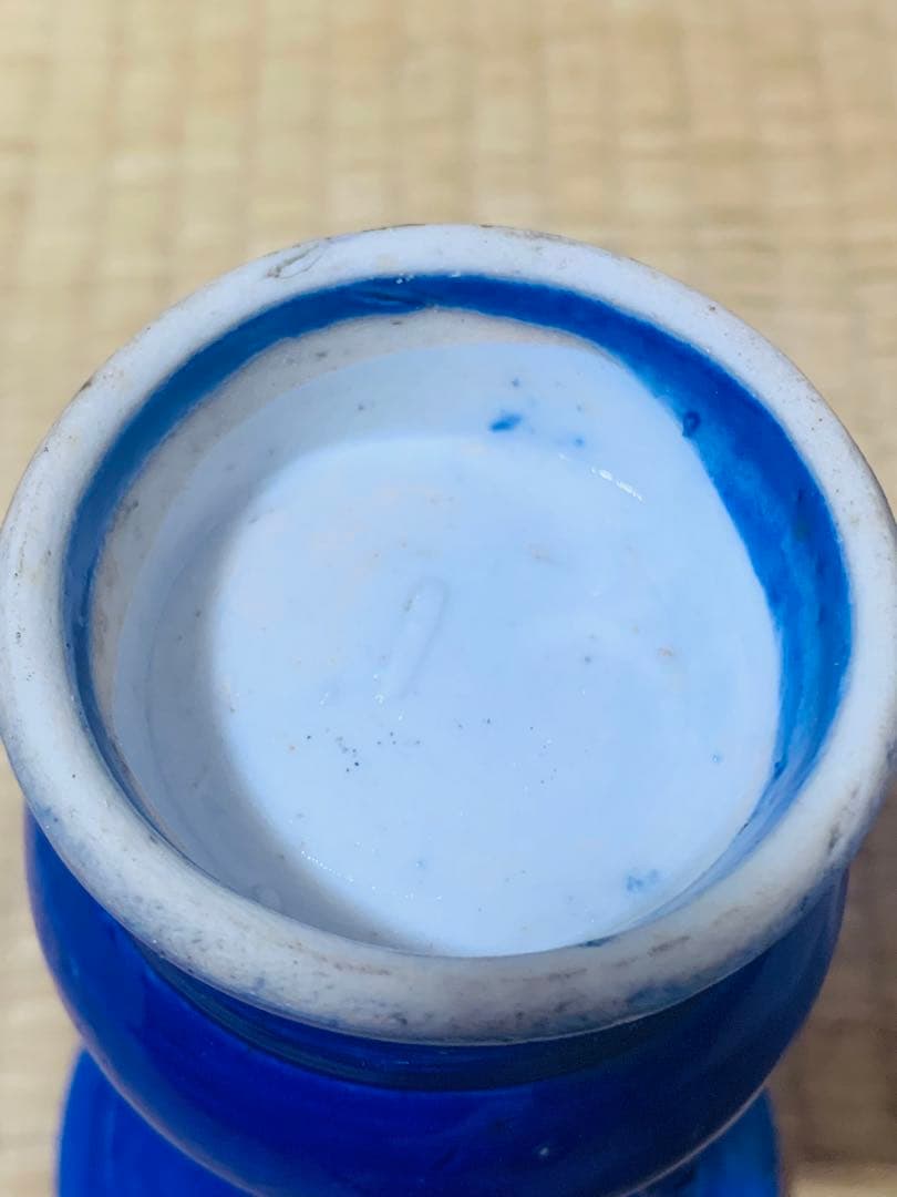 中国清時代獣耳藍釉花瓶