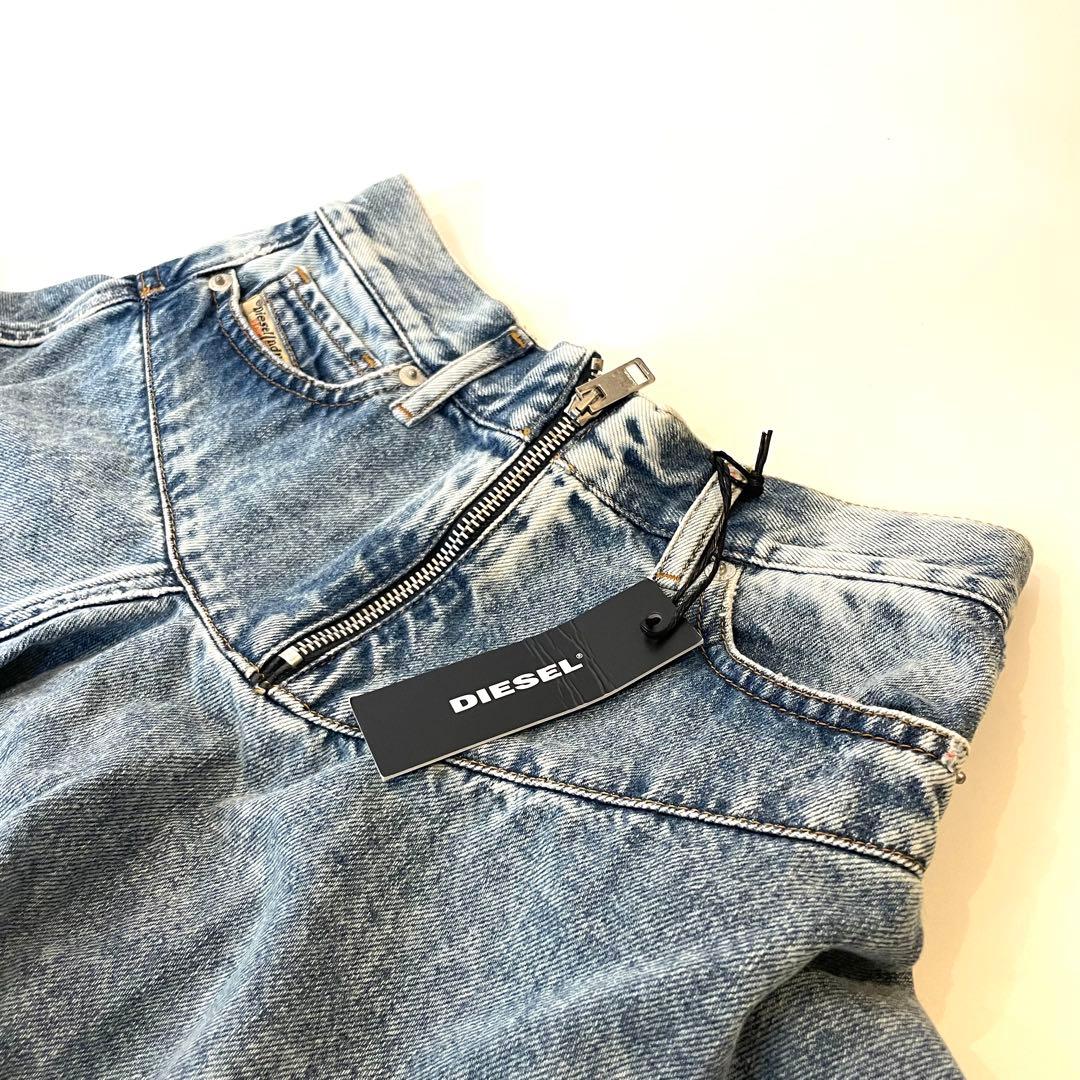 【新品】W24 ディーゼル スカート フレア イレギュラー 切りっぱなし ブルー