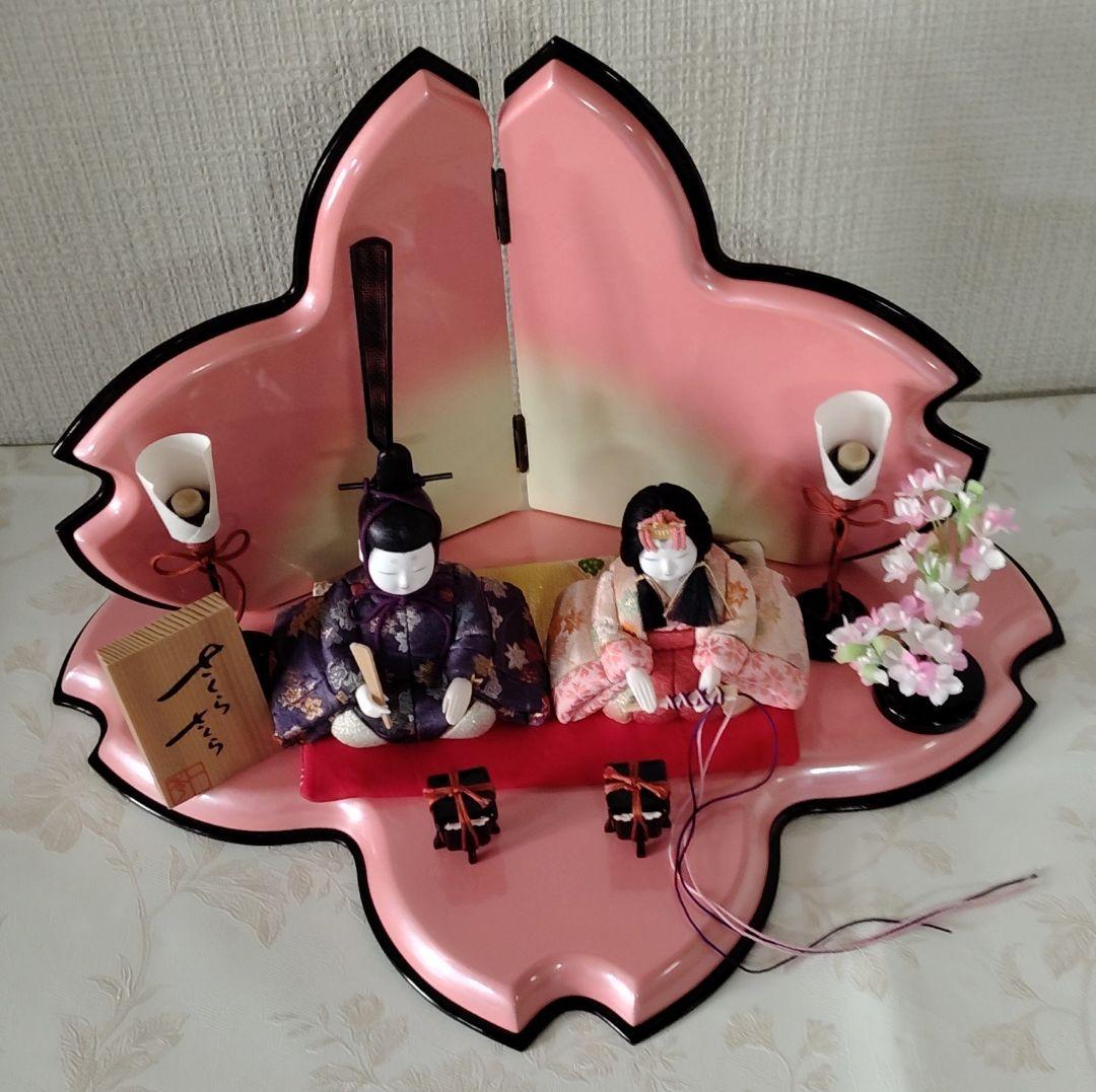 「さくらさくら 」コンパクト 小さな 木目込み親王飾り　雛人形 　一秀作　雛祭り