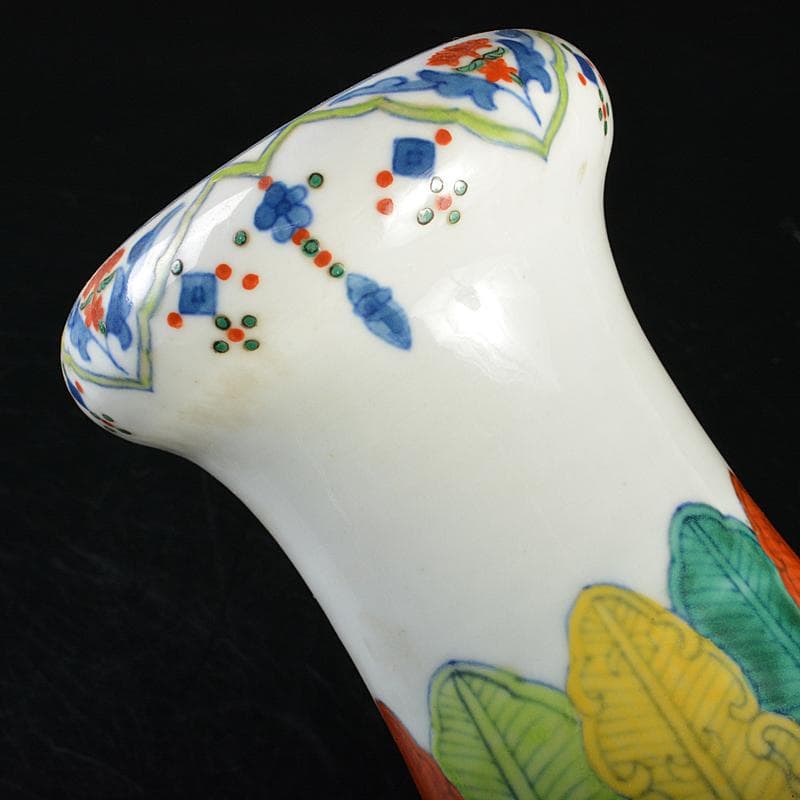 中国 大明成化年製 五彩 蓮池水鳥文瓶 V R7087B