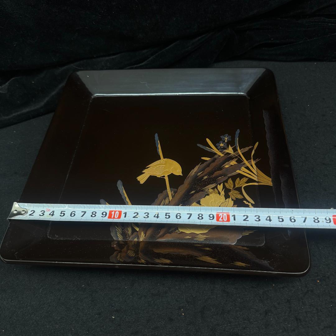 輪島塗り　時代蒔絵盆 竹雀 漆芸 脚付膳　足付き膳　　お膳台　五枚　共箱