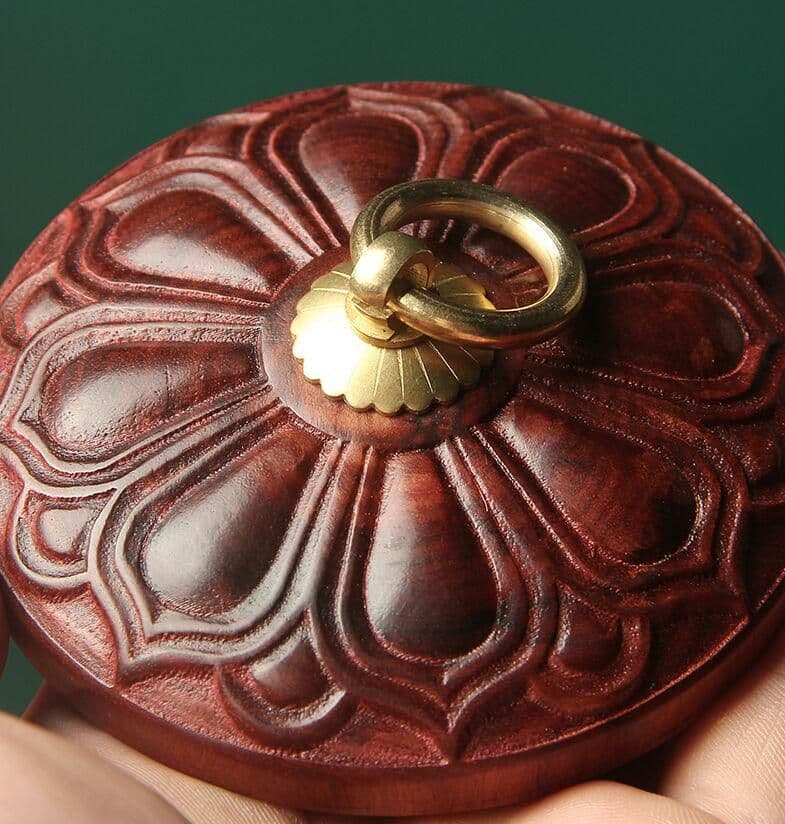 白檀の布袋の茶缶のトランペット家庭用復古住宅の置物携帯木製