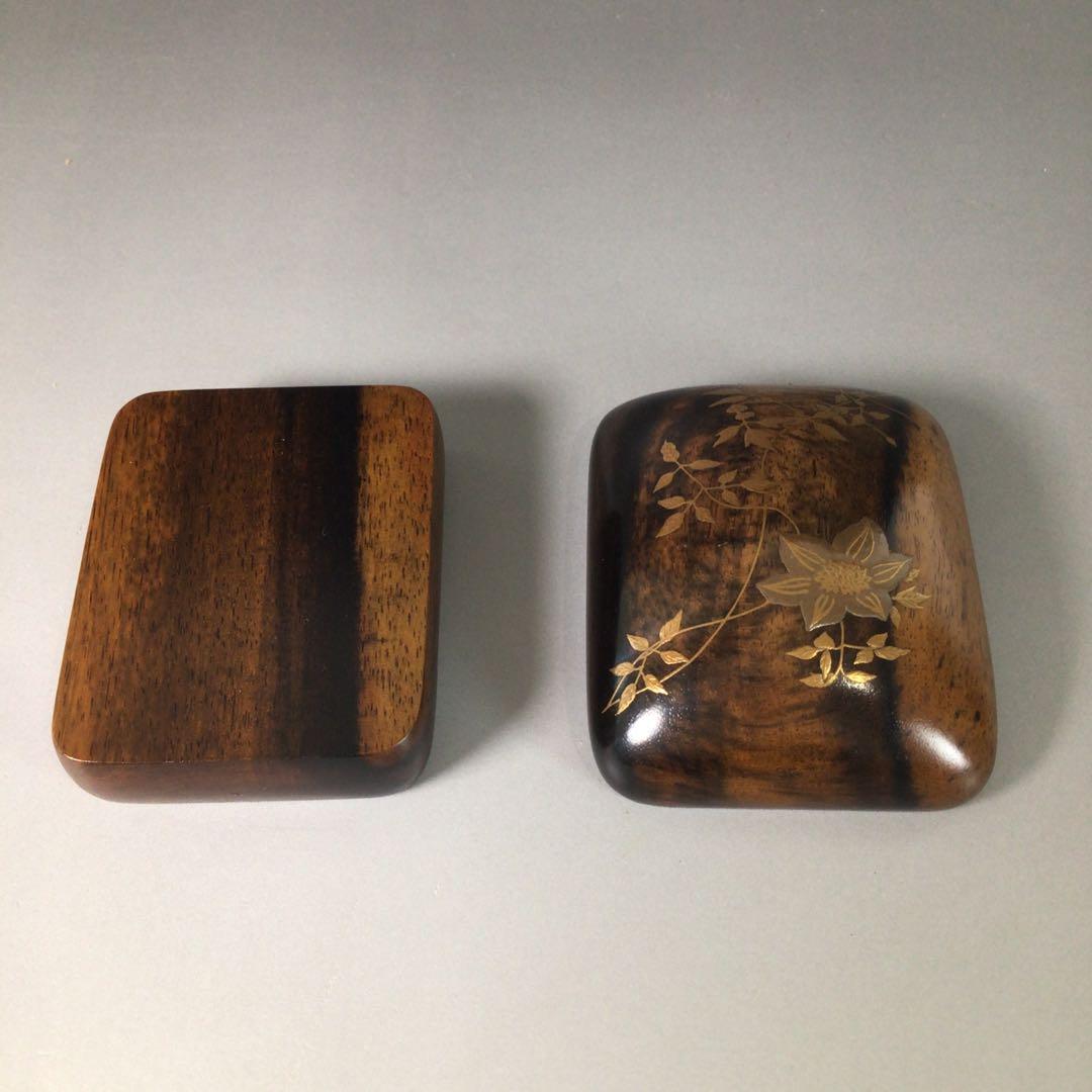 Ｒ８３６　香合　『坂田峰俊作』『鉄線蒔絵』『琳派香合』　共箱　茶道具