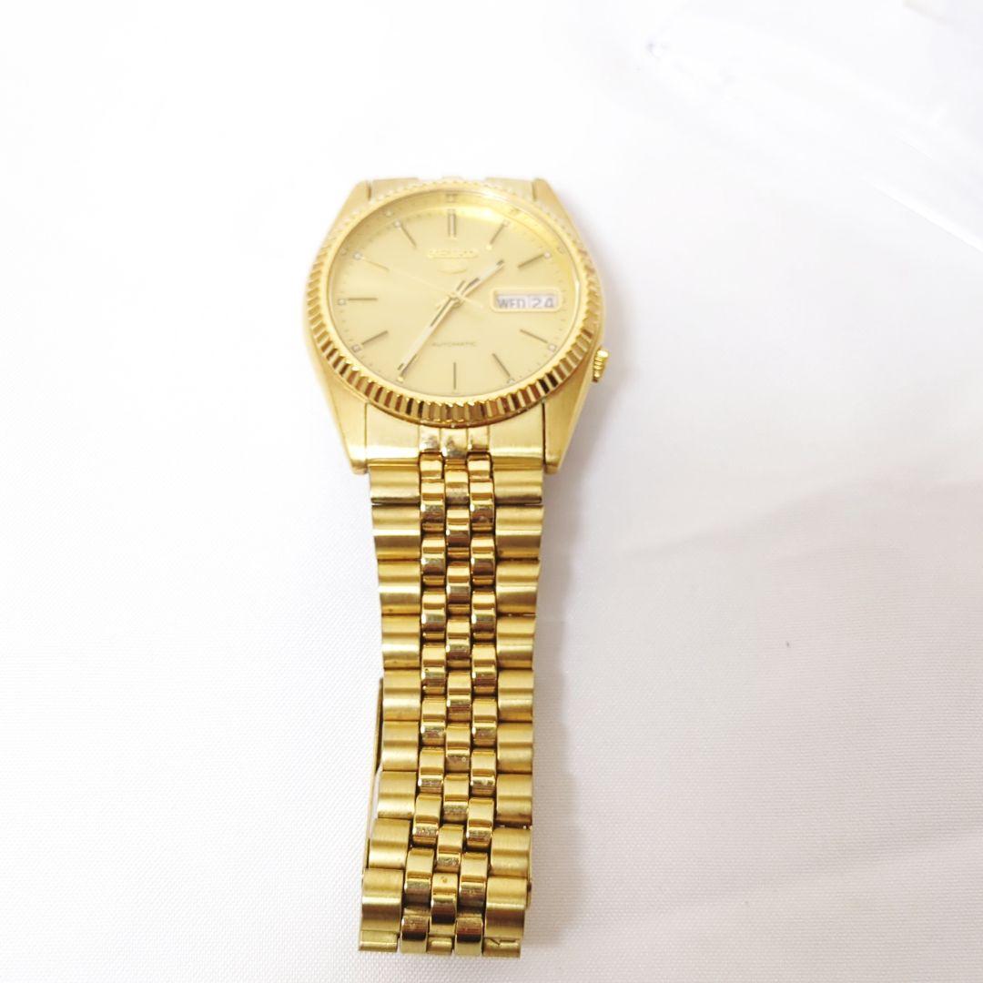 【美品】SEIKO5 自動巻き 稼働品 デイデイト 腕時計 裏スケ