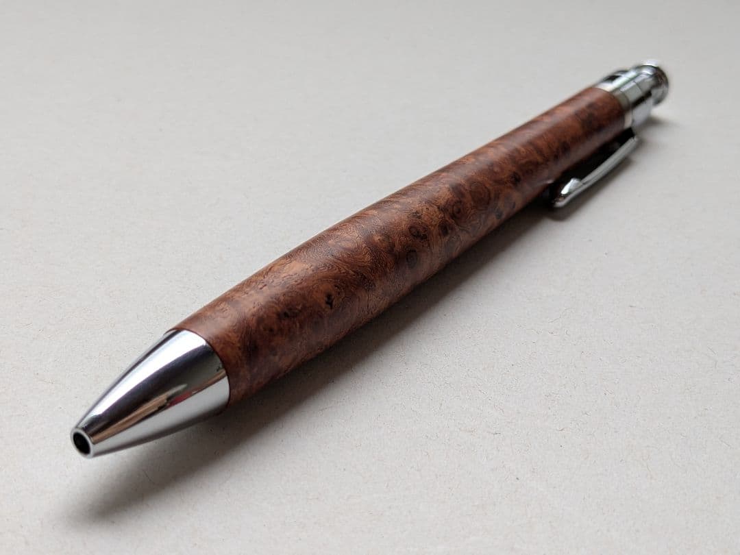 【上杢・美品】工房楔 花梨瘤 ルーチェペン ボールペン 濃赤 木軸 箱付き
