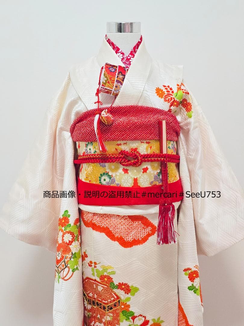★むぅー★七五三　7歳　正絹部分絞り 高級　着物　セット　女の子 *c75
