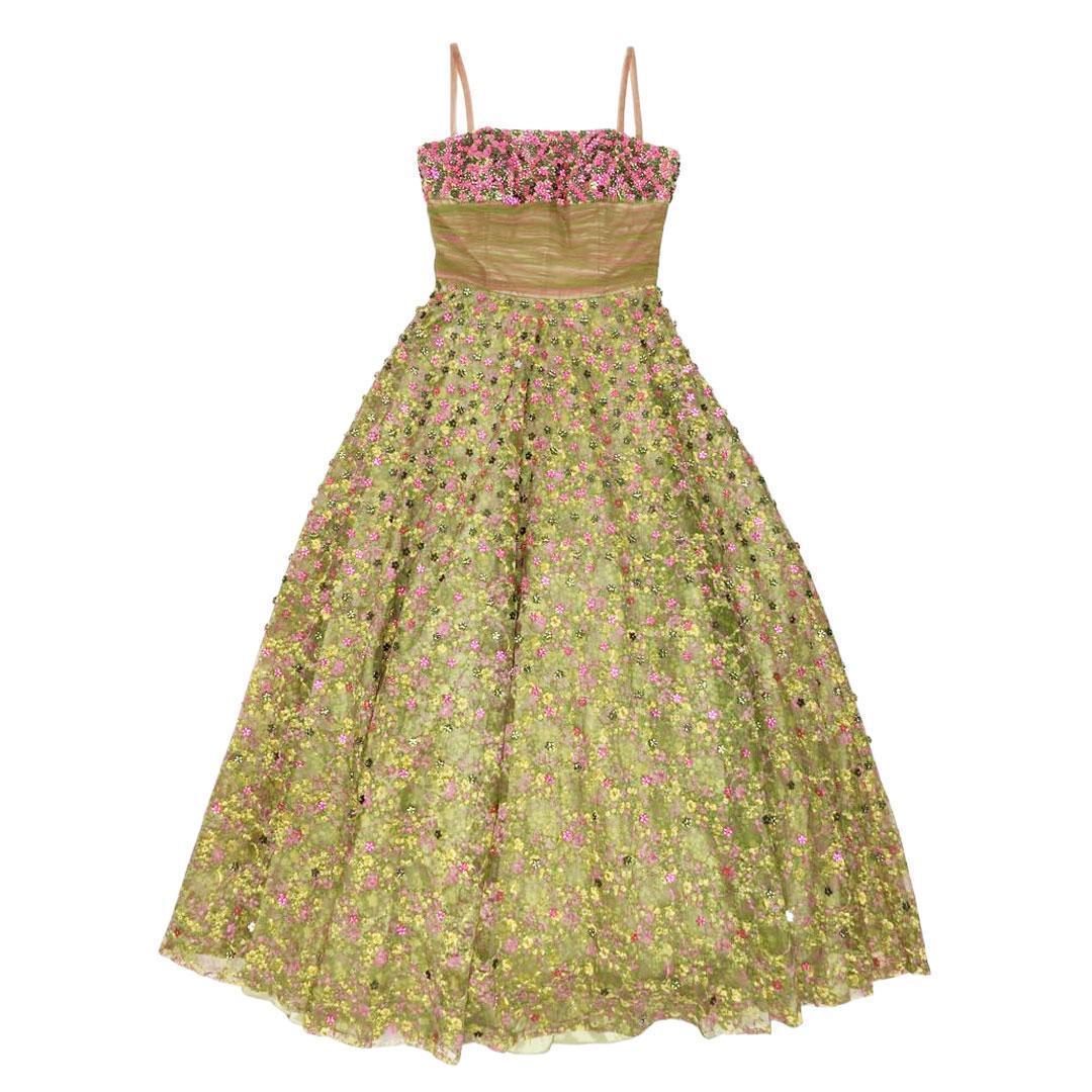 JOVANI ジョヴァニ フラワーモチーフビジュー ロングドレス