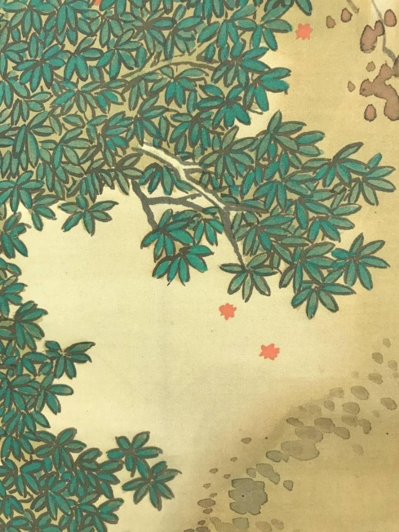 真作】菅天嶺/紅葉渓水図/秋景山水図/山水図/掛軸/名家