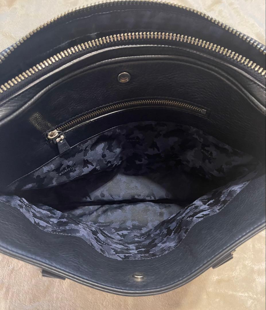 アニアリ　レザー ビジネス　トートバッグ　ネイビー