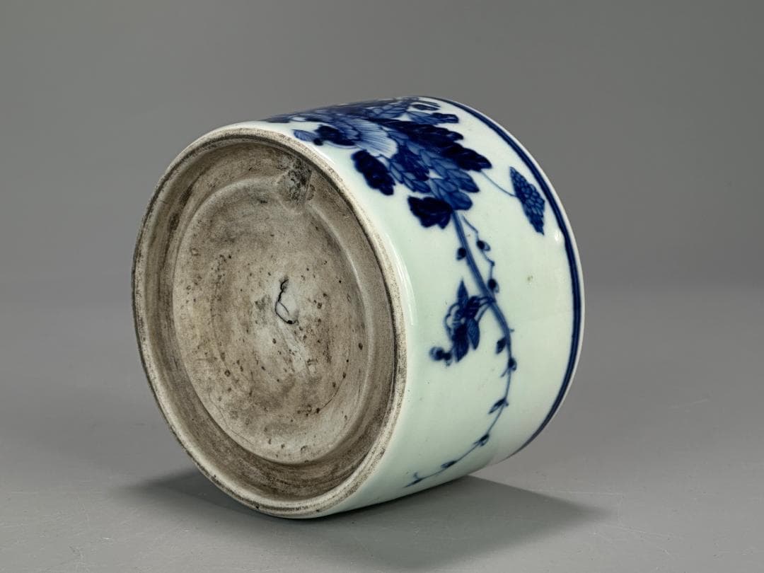 中国美術　清時代　文房具　香道具　青花花蝶文　染付　火入　硯 唐物 旧家蔵出し