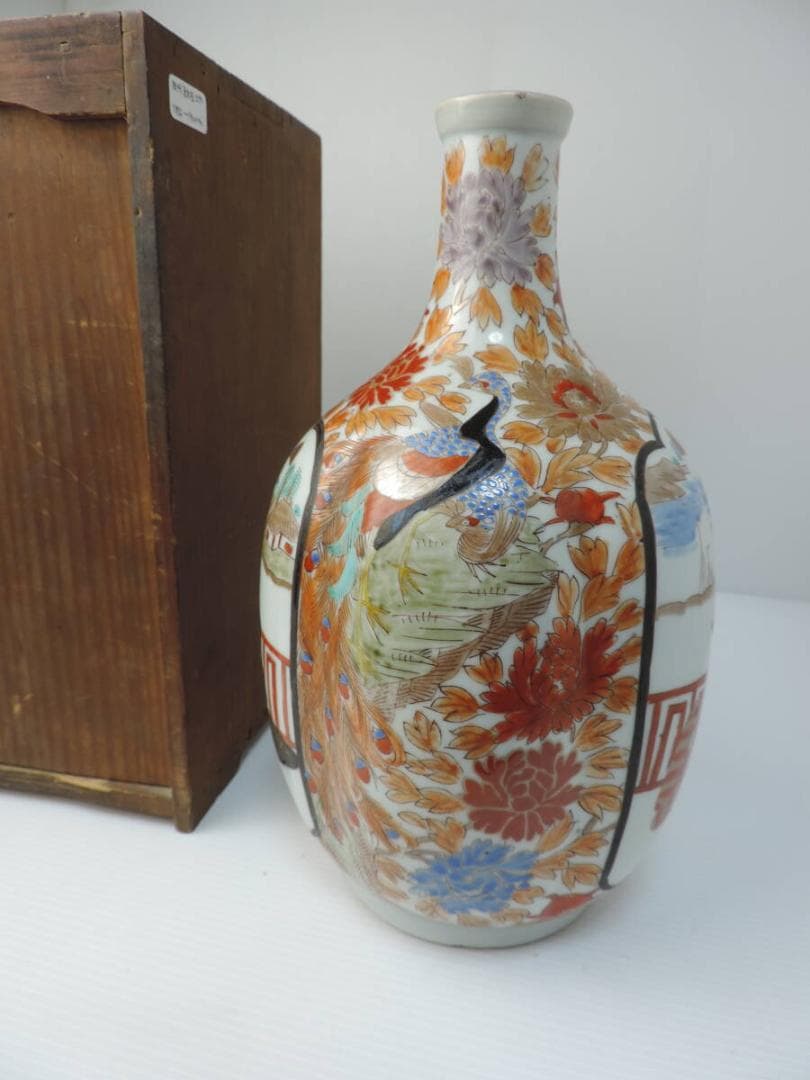 肥蝶山信甫製 色絵徳利 田代紋左衛門 幕末～明治