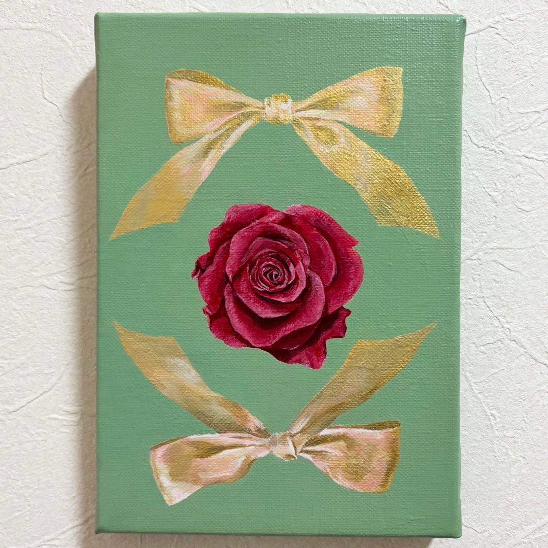 アクリル画 原画 手描き バラ インテリア ガーリー キャンバス SM号