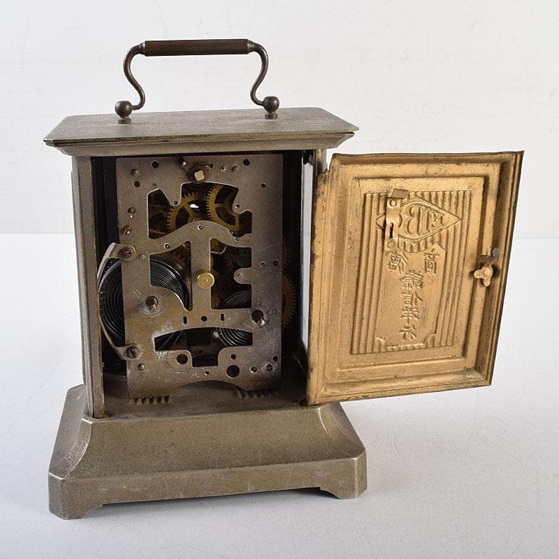 アンティーク 昭和レトロ 謙信洋行 置時計 ゼンマイ式 ジャンク品 VR8849