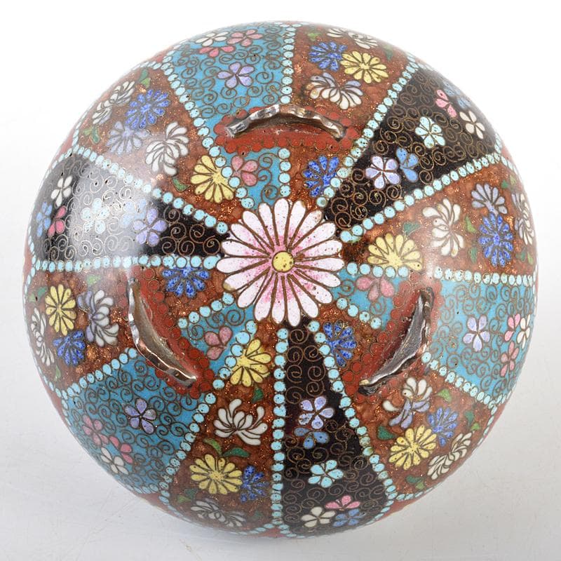 中国 古七宝琺瑯彩 花文 蓋物 D R5798 - メルカリ