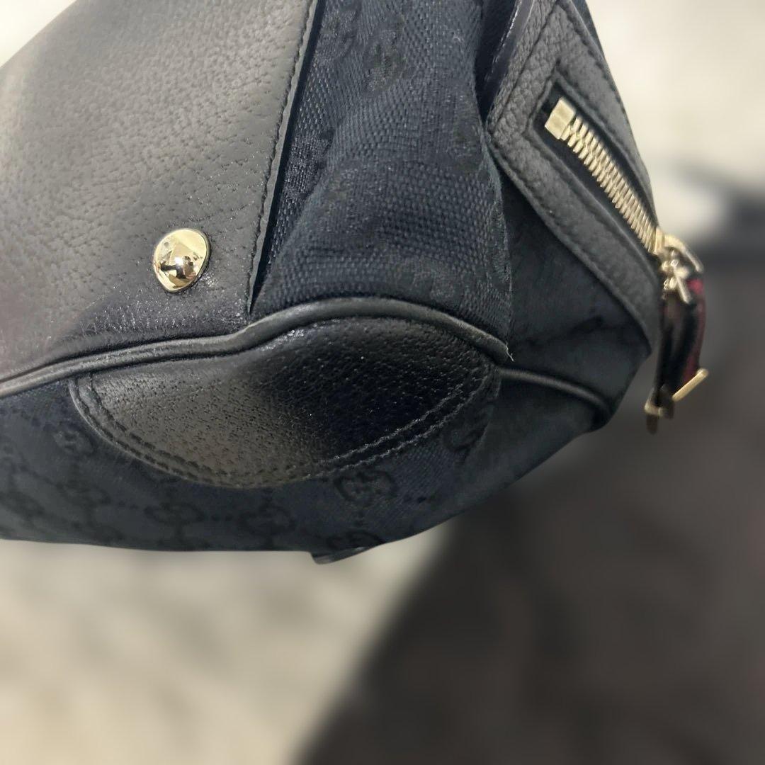 【美品】GUCCI プリンシー GGキャンバス ミニボストンバッグ 肩掛け 黒