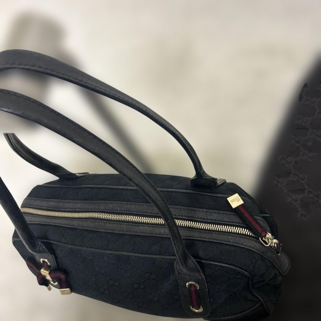 【美品】GUCCI プリンシー GGキャンバス ミニボストンバッグ 肩掛け 黒