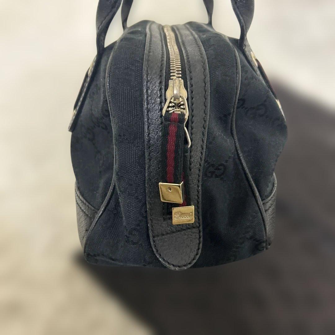 【美品】GUCCI プリンシー GGキャンバス ミニボストンバッグ 肩掛け 黒