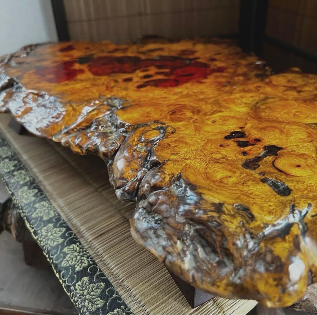 天然時代木 花梨 玉杢 瘤 四足 花台 香台 盆栽台 約60