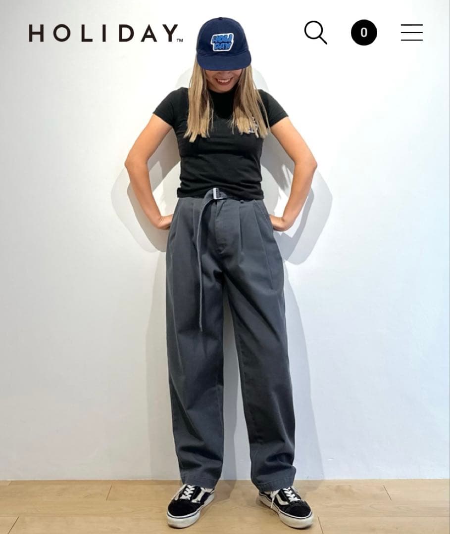 ★HOLIDAY DICKIES BELTED 2TUCK PANTS GRAY