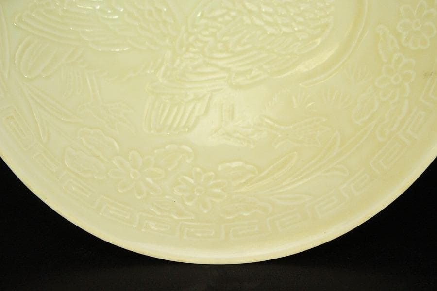 中国美術 白磁 草花鳥紋 碗 φ14.2cm(HA446) - メルカリ