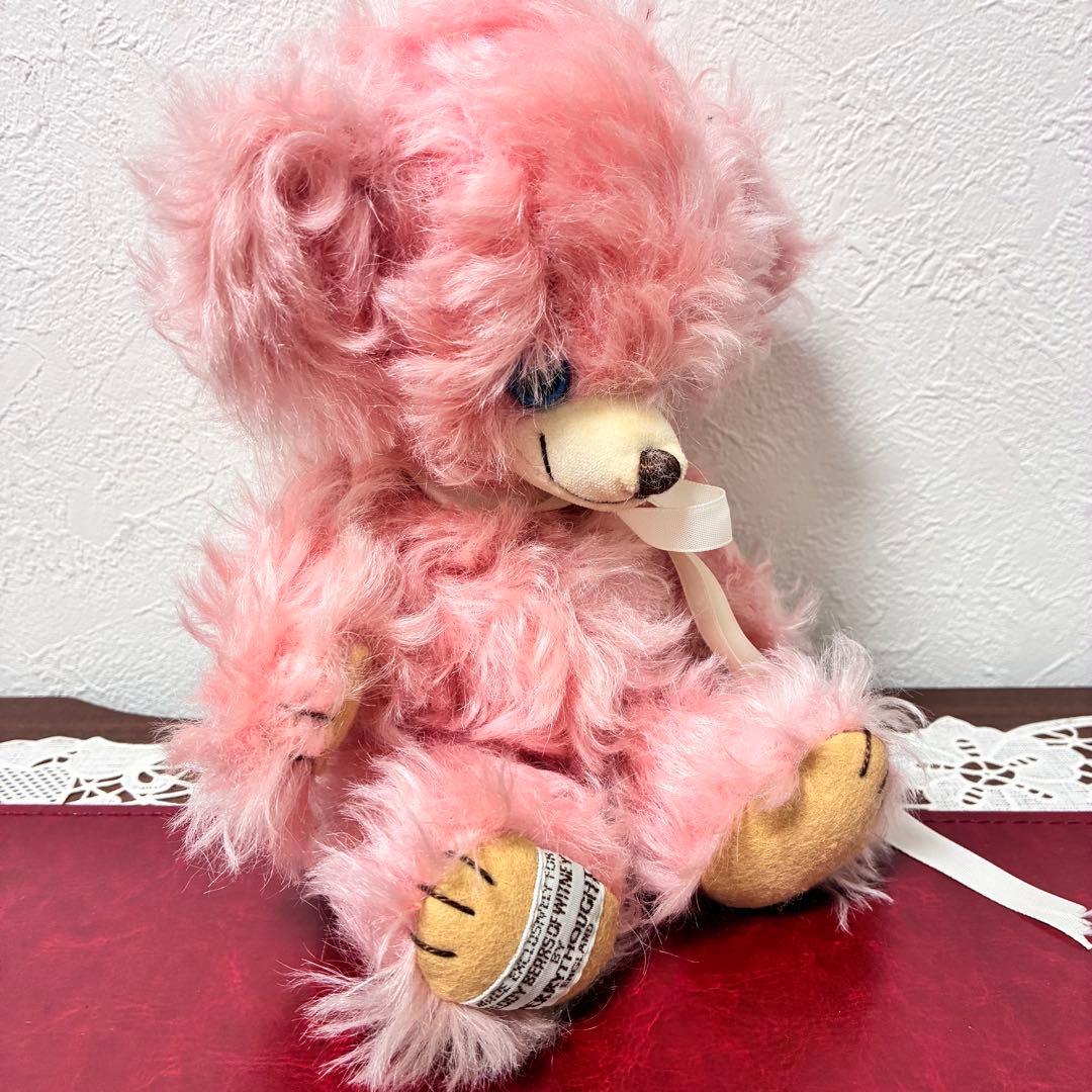 アンティーク ピンク テディベア くま ぬいぐるみ 鈴 かわいい