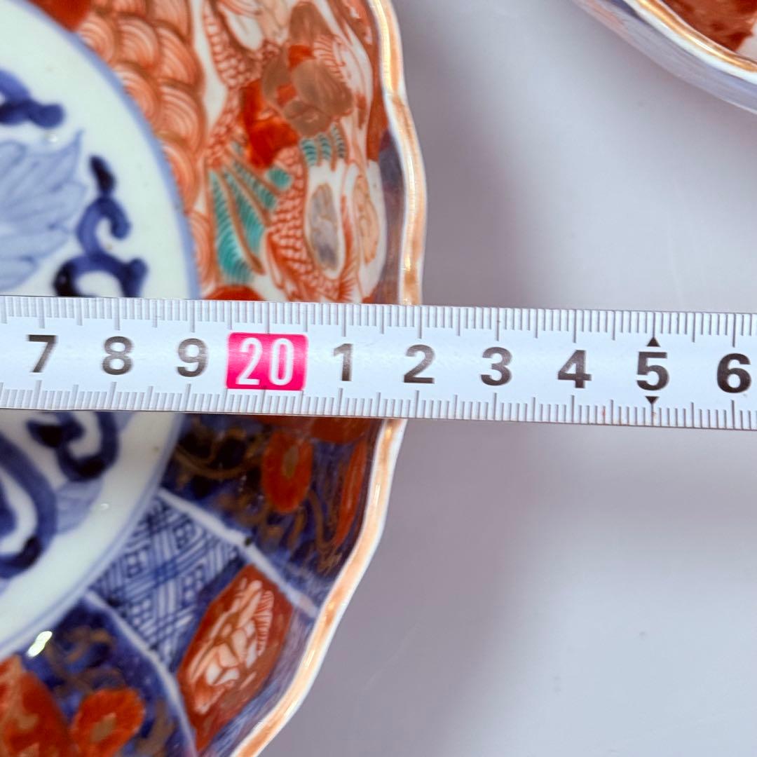 古伊万里 大聖寺伊万里 染錦三方龍仙人菊花型鉢 三ツ鉢揃い